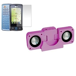 AAJ Trading Pink Mini Portable Foldable Speaker Speakers Stand For LG GW520 & FREE Screen Protector Guard Shield