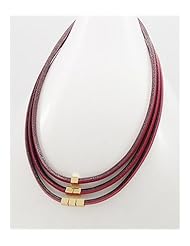 Red Leather Necklace In White Base