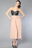Reverse The Leather Bustier Dress in Black and Nude,Dresses for Women