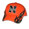 University of Nebraska Lincoln NU Cornhuskers - Racing style in Hunter's Orange w/Camoflage flames & embroidered Nlogo Hat / Cap
