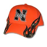 University of Nebraska Lincoln NU Cornhuskers - Racing style in Hunter's Orange w/Camoflage flames & embroidered Nlogo Hat / Cap