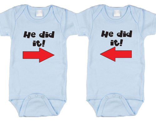 He Did It, Twin Boys Gift Set (Includes 2 Bodysuits)