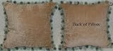 Esquire Tan Velvet Pillow with Pom Poms