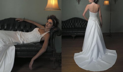 Wedding Dress Halter Beadings Slim Satin Embroidery