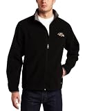 NFL Men's Baltimore Ravens Safety Blitz III Long Sleeve Full-Zip Performance Bonded Jacket (Black/Storm Gray, Small)