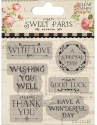 Bulk Buy: Trimcraft Paper Crafts (3-Pack) Sweet Paris Clear Stamps Sentiments DCCS045