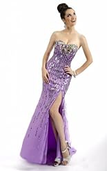 Beaded Crystals Crystal Lace Applique Slit Sequined Chiffon/Taffeta/Tulle Evening Dress/Bridesmaid Dress 