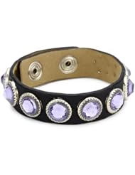 Streets Ahead Single Row Tanzanite Crystal on Silver Bezel Cuff Bracelet
