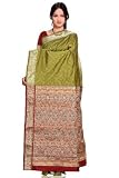 Olive Green Art Silk Indian Sari with designer pallu