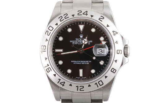 Rolex Mens Stainless Steel Explorer II Black Dial