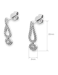 (X1000Diamond) 18K/750 White Gold Cluster Diamond Dangling Earring (0.64 cttw, G-H Color, VS2-SI1 Clarity)