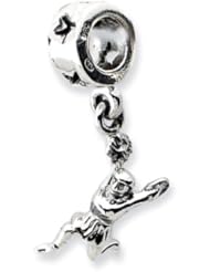 Sterling Silver Cheerleader Dangle Charm for 3mm Charm Bracelets