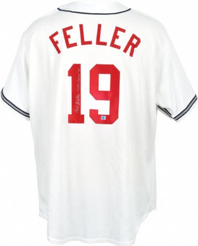 Bob Feller Autographed Jersey | Details: Cleveland Indians, Majestic Replica, Triple Crown 1940 Inscription