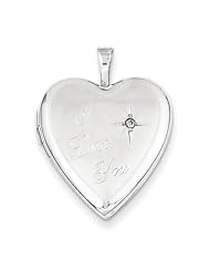 14K 20mm White Gold I Love You w/ Diamond Heart Locket