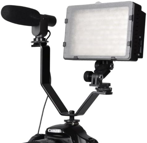 CowboyStudio Dual Mount Bracket for Video Lights & Microphones on Cameras and Camcorders