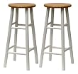 Set of 2 Beveled Seat 29" Stool in Natural and White Finish By Winsome Wood