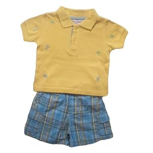 Infant Boys 2pc Salamander Frog Embroidery Plaid Short Set