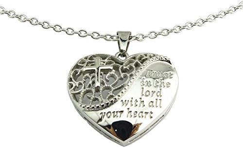Morning Style Stainless Steel Necklace Heart Shaped Religious Cross Pendant for Women
