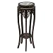 EXP Antique Style 35" Tall Accent / End Table With Mahogany Finish, Carved Trim & Marble Top