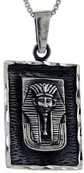 Sterling Silver Egyptian King Tut Mask in a frame Pendant, 1 in. (25mm) long