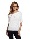 Lilla P Womens Whisper Weight Elbow Sleeve Drape Neck Shirt