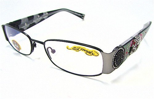 ED HARDY EHO711 Eyeglasses Vintage Tattoo EHO-711 Gunmetal Black Optical Frames