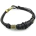 KONOV Mens Genuine Leather Rope Bracelet, Tribal Braided Cuff Bangle, Black Gold