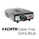 800*480 Hd66 Hdmi Projector 1080i LCD Home Cinema Projector, for Tv DVD Laptop Wii Xbox 360 Ps2 Ps3 Entertainment Movie Game Projector (Includes Hdmi Cable & Extra Bulb)