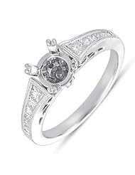 14K White Gold 0.4cttw Princess Diamond Semi Mount Engagement Ring