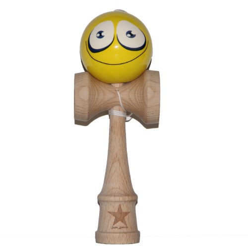 Yellow Face Super Kendama, Japanese Wooden Toy, Super Sticky, USA Seller