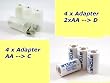 ENERDAN - 4 x Adaptadore de 2 Bater�as de tama�o AA a tama�o D + 4 x Adaptadore de Bater�as de tama�o AA a tama�o C