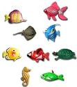 9er-Set bunte Ersatzfische und bunte Ersatztiere (insgesamt also 9 Teile) Wassersäulenzubehör Dekoration aus Plastik für Wassersprudelsäulen Wassersäulen-Fische Wassersäulen Deko-Wassersäulen Deko-Fische Wassersäulenfische Fische # mit "SHARKY II" dem GROSSEN grünen Hai (ungefähr 11,8 x 5 cm) - ein echter Hingucker