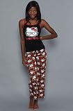 Hello Kitty Intimates The Brainy Cutie PJ Set in Black and Red,Sleepwear for Women