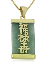 Sterling Silver Vermeil and Jade Fortune Pendant