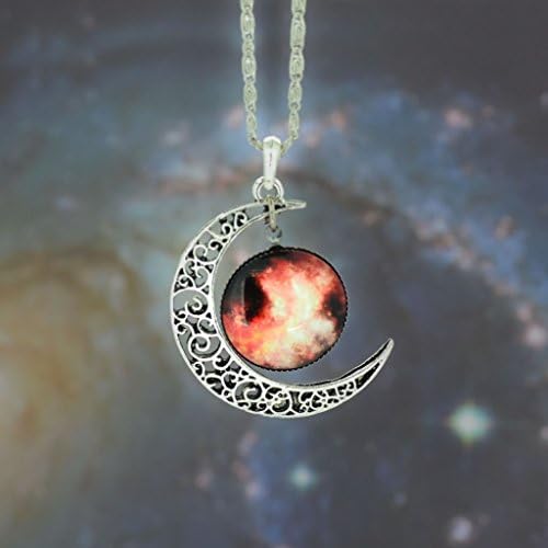 Galaxy Necklace Hollow Out Crescent Star Galactic Cosmic Moon Charm Necklaces