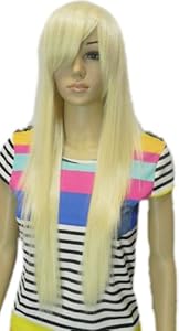 Qiyun Women's Long Straight Blonde Hairnet Full Hair Cosplay Wig