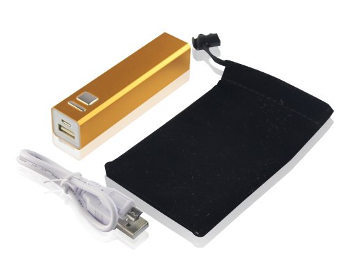 USTOP™Gold 2600mAh Square column shape External Battery Backup Charger for iPhone 5,4S, 4, iPad 4, 3, 2, Mini, iPods, Samsung Galaxy S4, S3, S2, Note 2, Note 8, Tab 3;HTC One, EVO, Thunderbolt, Incredible, Droid DNA, Motorola ATRIX, Droid, Google Glass, Nexus 4, Nexus 7, Nexus 10