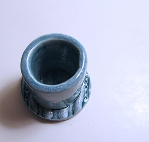 Toothpick Holder Handmade and Slab Built Ceramic Glazed Turquoise with Custom Striped Stamped Base