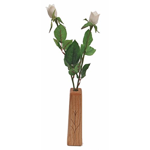 14th Year Wedding Anniversary 2-Stem2 Artificial Ivory Roses 18 inches Tall with Vase
