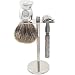 Parker 22R Safety Razor Shave Set - Includes Pure Badger Brush, Stand & Parker 22R Butterfly Open Safety Razor