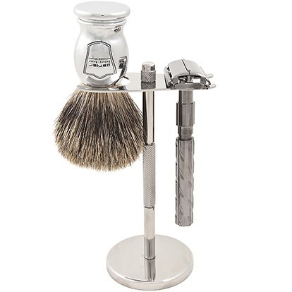 Parker 22R Safety Razor Shave Set - Includes Pure Badger Brush, Stand & Parker 22R Butterfly Open Safety Razor On Sale