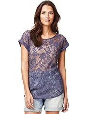 Indigo Collection All-Over Floral Lace Top