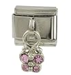 SilverBin Pink CZ Dangling Charm Butterfly Stainless Steel Italian Charm Link