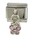 SilverBin Pink CZ Dangling Charm Butterfly Stainless Steel Italian Charm Link