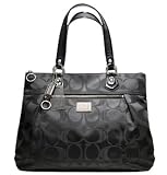 Coach Signature Poppy Glam Shopper Bag Purse Tote 18351 Black