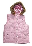 Justice Girls Ruffle Puffer Vest with Faux Fur Trimmed Hood