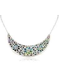 NINE WEST VINTAGE AMERICA "Open Sea" Worn Silver Tone Abalone Plaque Frontal Necklace, 18"