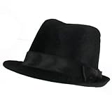 New Velour Satin BOW Fedora Trilby Dance Hat Black with Black Small Medium