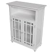 Elegant Home Fashions Neal Collection Shelved Double-Door Floor Cabinet with Latticed Window Panels, White