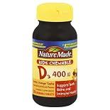 Nature Made Vitamin D3, 400 IU, Kids Chewable, Yummy Orange Taste, Chewable Tablets, 120 ct.